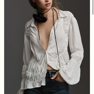 Anthropologie shirred button down